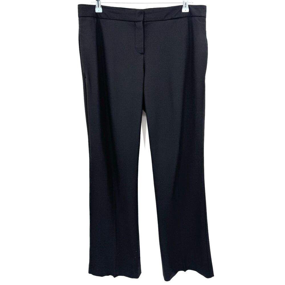 THEORY Yadie Black Pleated Straight Leg Wool Trouser Pants Size 12